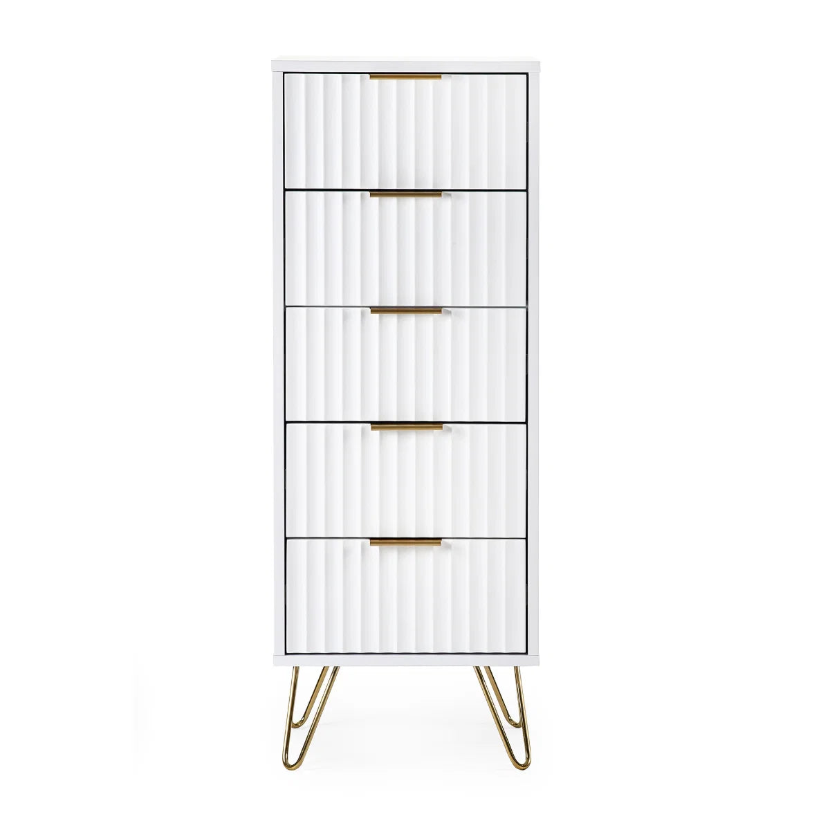 Murano 5 Drawer Tallboy – Matt White