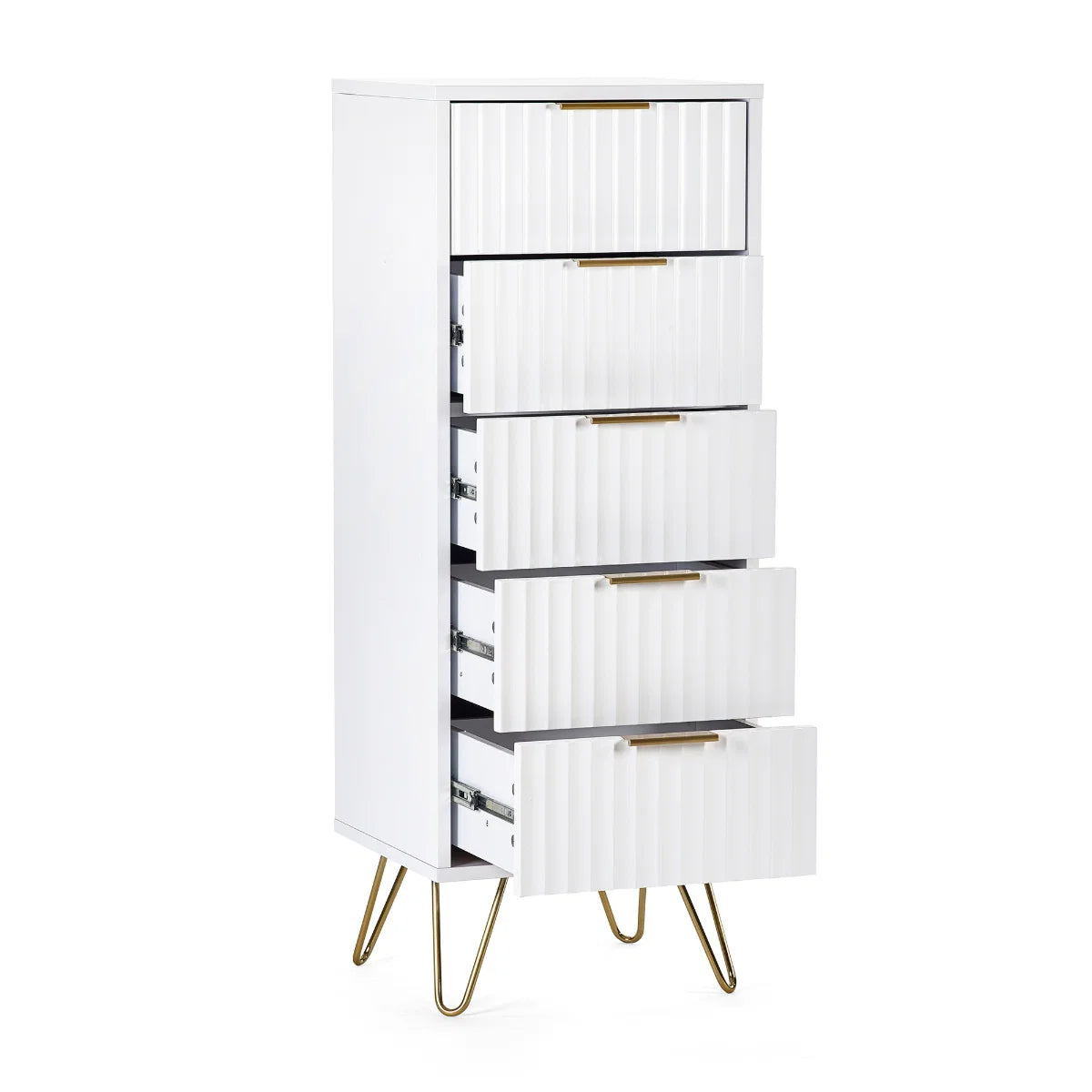 Murano 5 Drawer Tallboy – Matt White