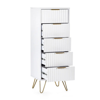 Murano 5 Drawer Tallboy – Matt White
