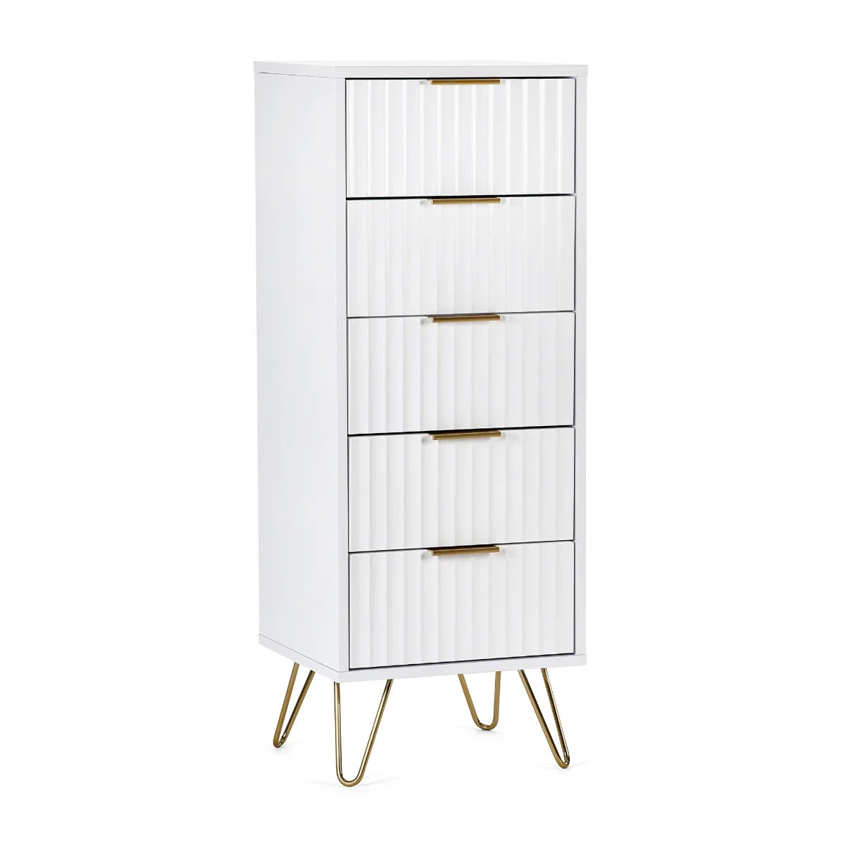 Murano 5 Drawer Tallboy – Matt White