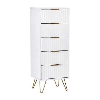 Murano 5 Drawer Tallboy – Matt White