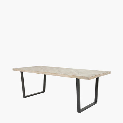 Shop the Marca Sand Washed 8 Seater Dining Table crafted from luxurious Acacia wood with a unique black metal leg design. Shop online now at www.nobleandnook.co.uk