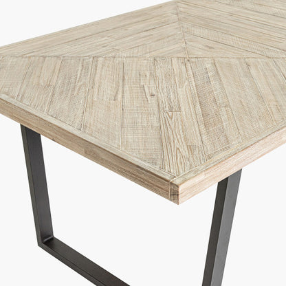 Shop the Marca Sand Washed 8 Seater Dining Table crafted from luxurious Acacia wood with a unique black metal leg design. Shop online now at www.nobleandnook.co.uk