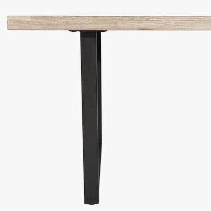 Shop the Marca Sand Washed 8 Seater Dining Table crafted from luxurious Acacia wood with a unique black metal leg design. Shop online now at www.nobleandnook.co.uk