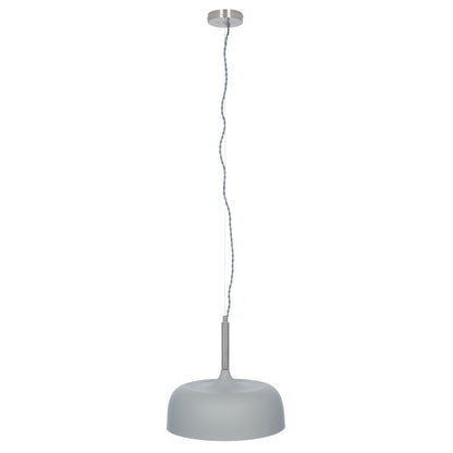 Shop this elegant pendant light featuring a simple yet refined design, with smooth curves and a matt grey finish complemented by chrome metal accents. Shop online now at www.nobleandnook.co.uk