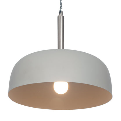 Shop this elegant pendant light featuring a simple yet refined design, with smooth curves and a matt grey finish complemented by chrome metal accents. Shop online now at www.nobleandnook.co.uk