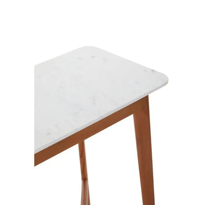 Shop the Myan console table, a perfect blend of modern elegance and sustainability. Combines sustainable acacia wood with a sleek white marble top. Shop online today at Noble & Nook