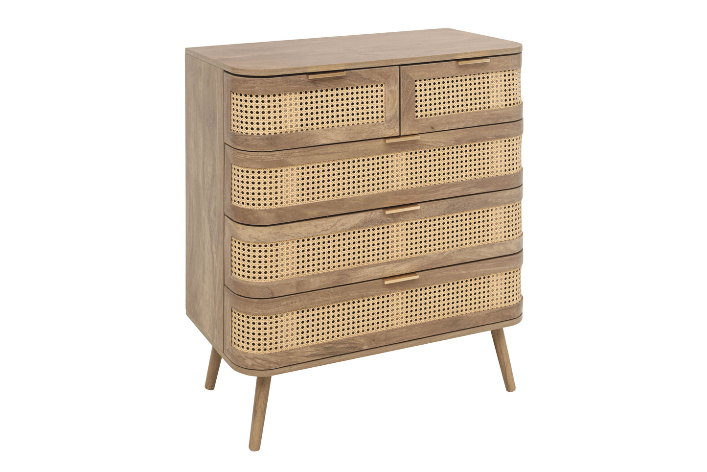 Noah 5 Drawer Chest Oak | Rattan Oak-Effect Bedroom Storage
