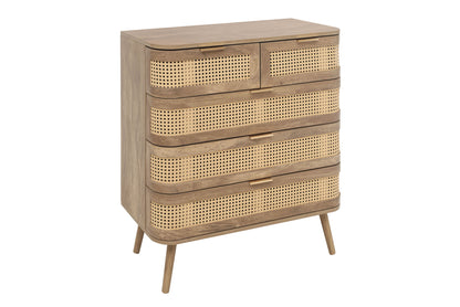 Noah 5 Drawer Chest Oak | Rattan Oak-Effect Bedroom Storage