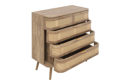 Noah 5 Drawer Chest Oak | Rattan Oak-Effect Bedroom Storage