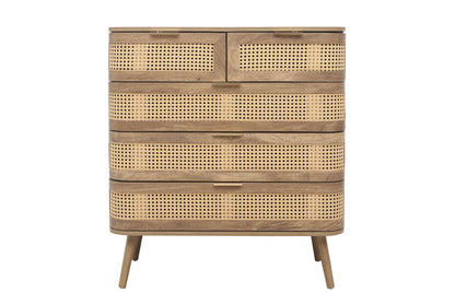Noah 5 Drawer Chest Oak | Rattan Oak-Effect Bedroom Storage