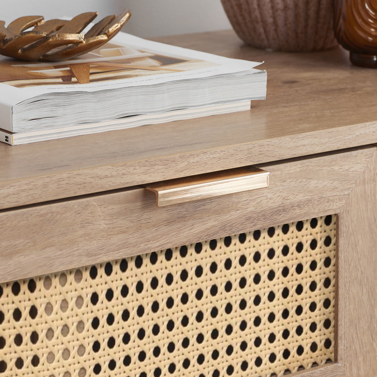 Noah 5 Drawer Chest Oak | Rattan Oak-Effect Bedroom Storage