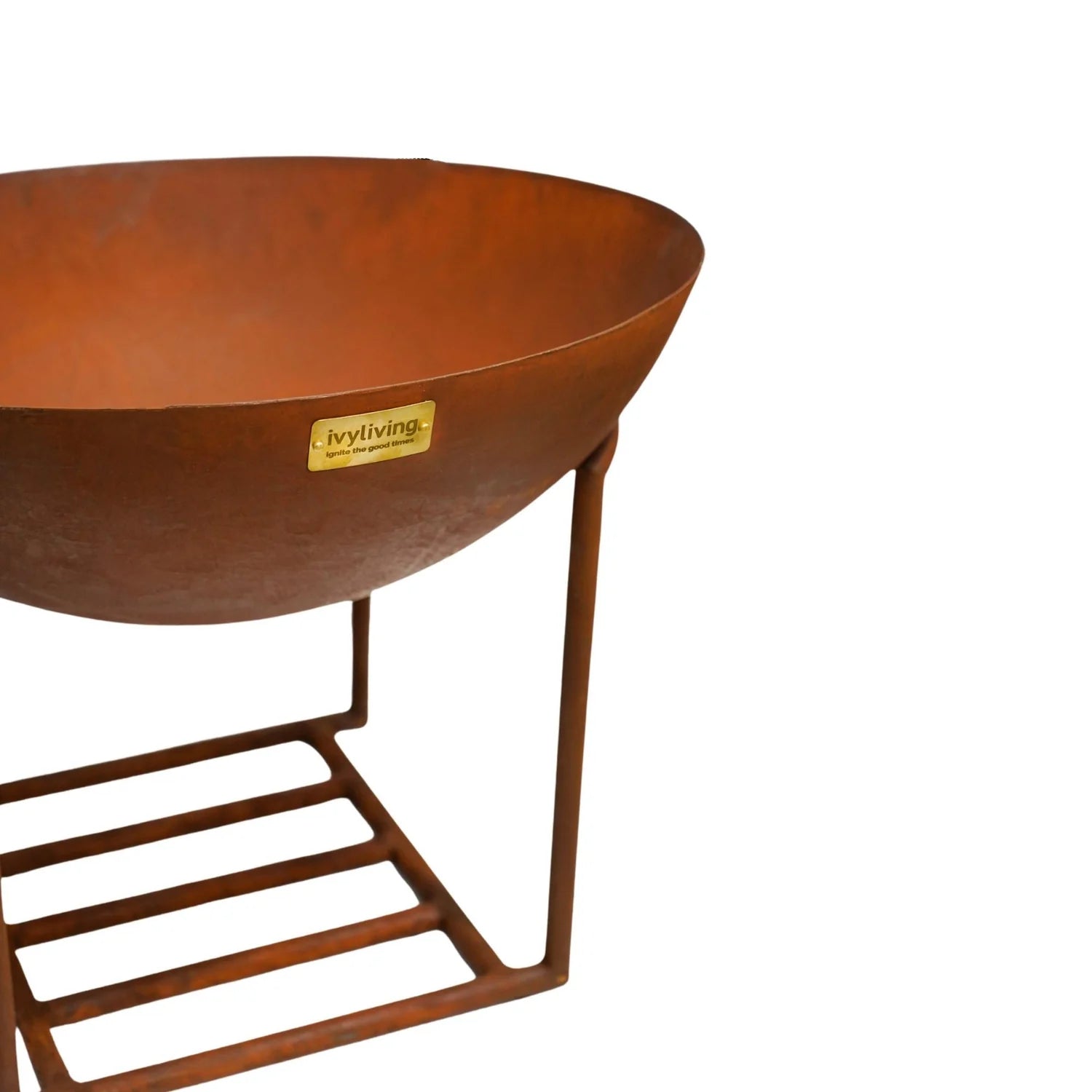 Extend your outdoor gatherings with our large-sized cast iron fire bowl with stand in Rust. Neatly elevated on a geometric stand, this rustic fire bowl brings instant warmth to your space, Shop online now at www.nobleandnook.co.uk