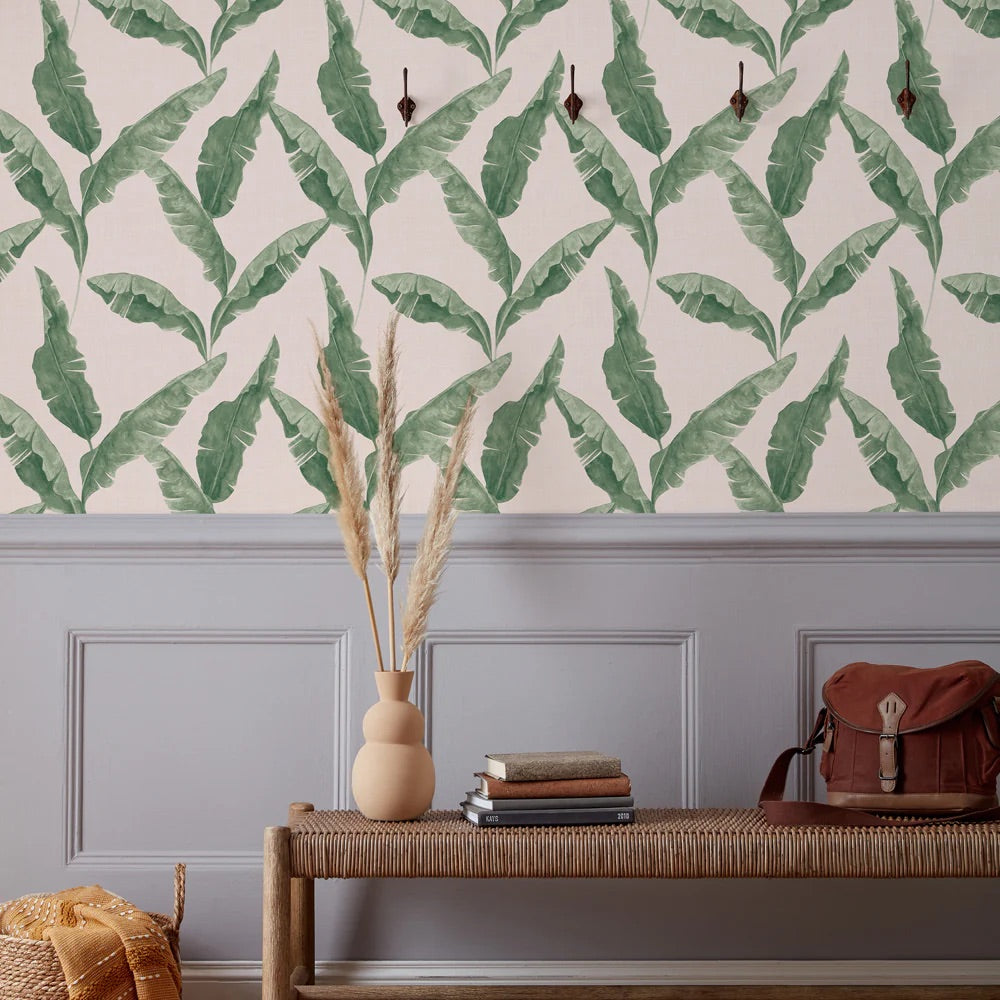 Plantain Wallpaper Teal/Blush