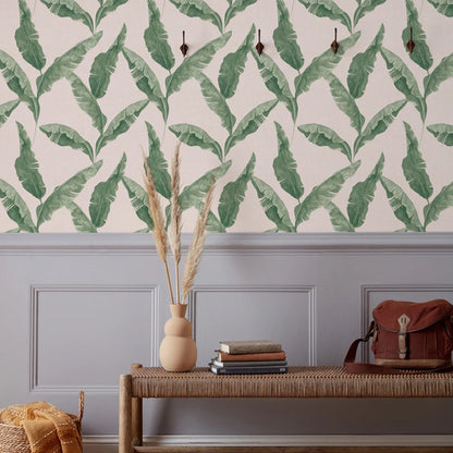 Plantain Wallpaper Teal/Blush