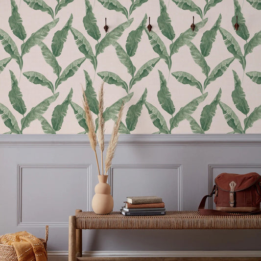 Plantain Wallpaper Teal/Blush