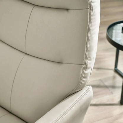 Priya Grey Faux PU Leather Recliner Chair with Matching Footstool – Modern Reclining Armchair