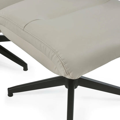 Priya Grey Faux PU Leather Recliner Chair with Matching Footstool – Modern Reclining Armchair