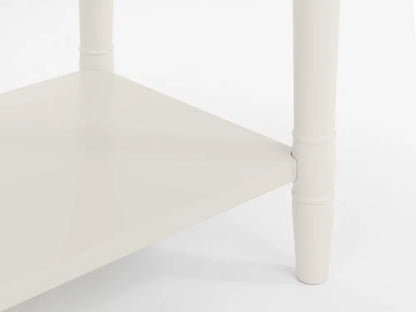 The Provence 2 Drawer Console Table in grey lacquer and limed oak effect top and classic turned legs, making it perfect for hallways or living areas. Available today at www.nobleandnook.co.uk