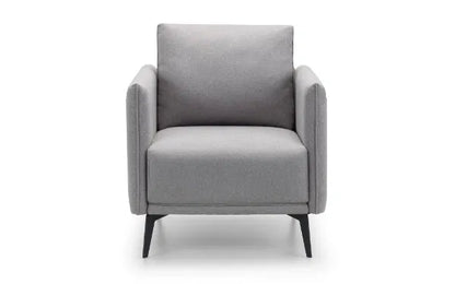 Shop the Rhoe chair, with light grey wool effect fabric and removable bolster cushions to provide ultimate comfort. FREE UK Mainland Delivery. Shop online today at www.nobleandnook.co.uk