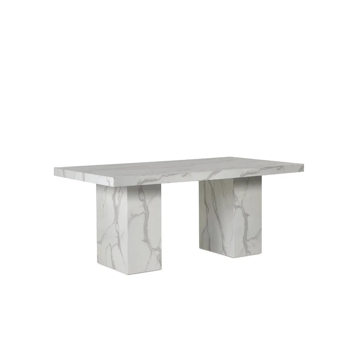 Bring refined elegance to your home with the Rome 6 Seater Dining Table with a striking white marble effect finish and contemporary pedestal legs. H171 x D196 x W119 cm. Available today at www.nobleandnook.co.uk