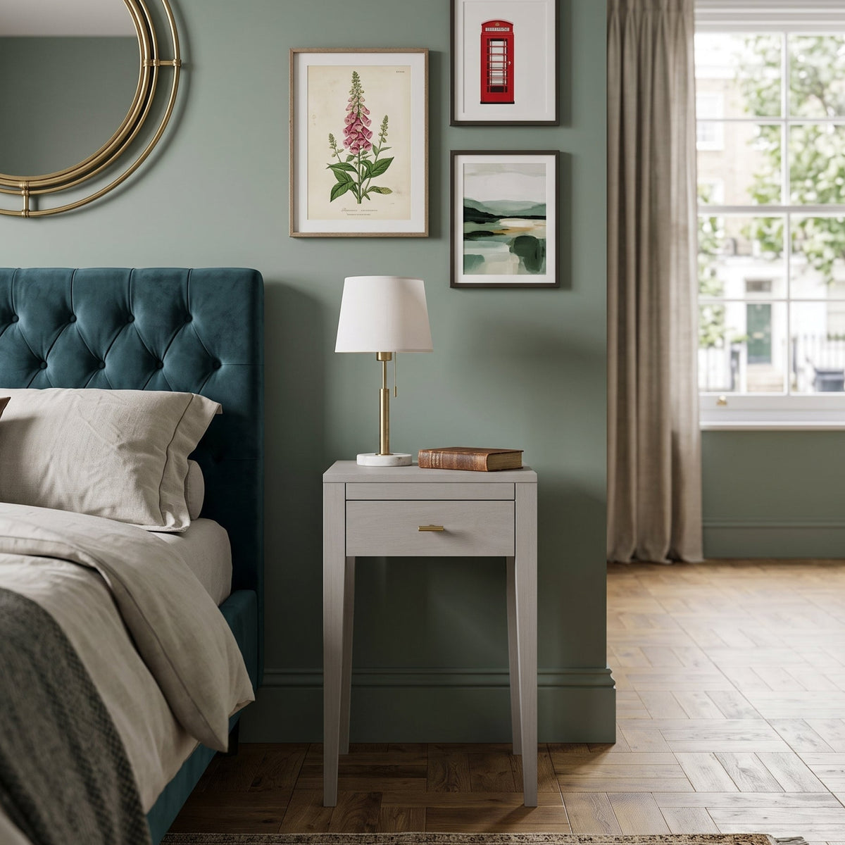 Radford Bedside Table | One Drawer | Grey