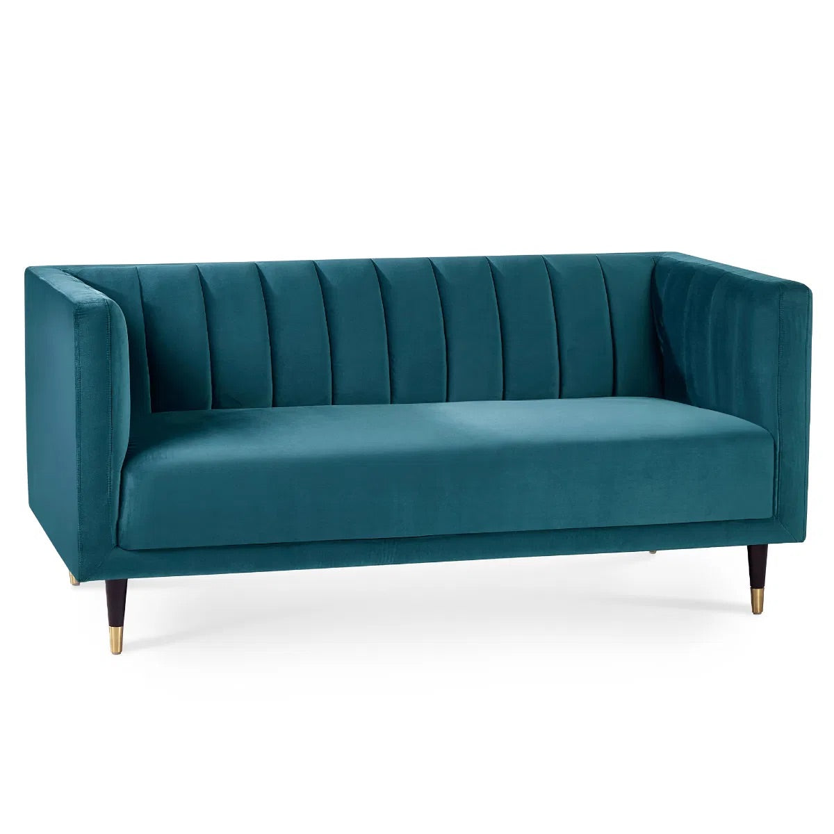 Shop the stylish scalloped sofa in soft teal velvet with fluted back design and brass tip legs. FREE UK MAINLAND DELIVERY. Shop online now at www.nobleandnook.co.uk