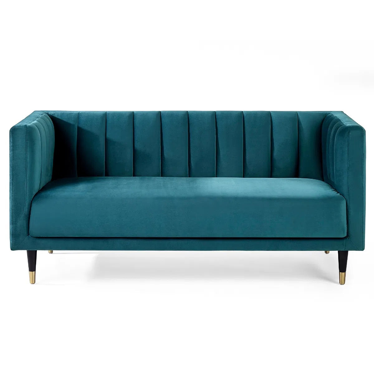Shop the stylish scalloped sofa in soft teal velvet with fluted back design and brass tip legs. FREE UK MAINLAND DELIVERY. Shop online now at www.nobleandnook.co.uk
