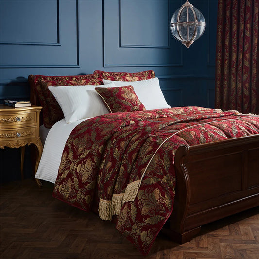 Shiraz Jacquard Chenille Bedspread Burgundy – Opulent Texture and Timeless Elegance