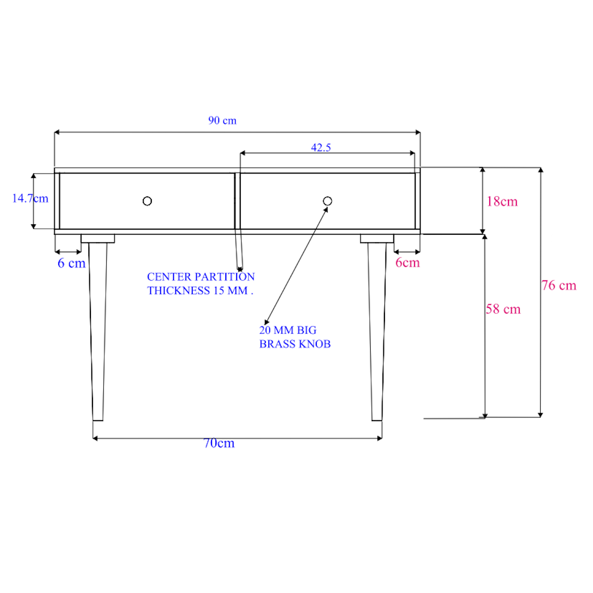 Scandinavian Walnut Oslo Console, Dressing Table or Desk