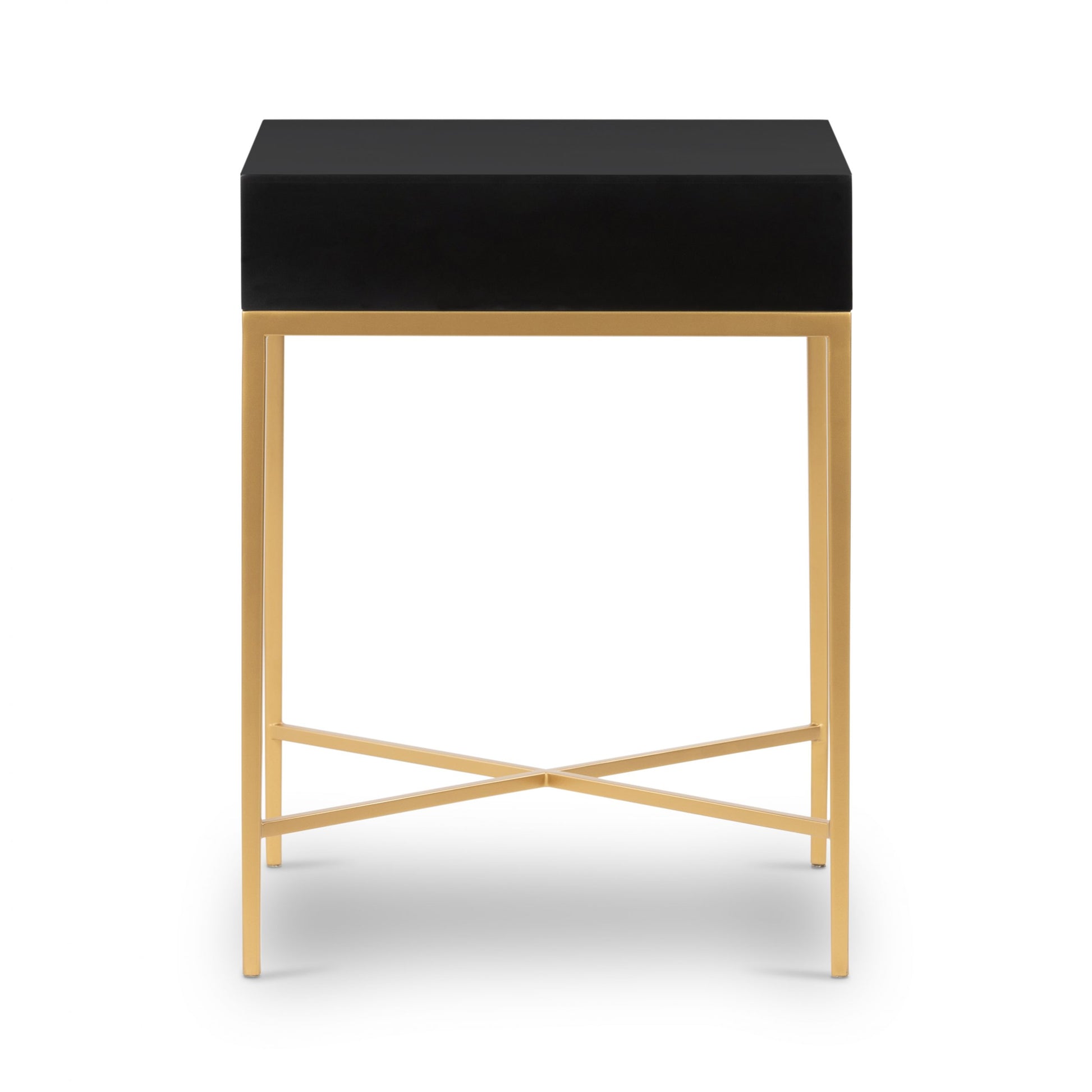 Shop the Berkeley Bedside Table in Black with fine tapered gold finished legs. FREE UK Mainland Delivery. Shop online today at www.nobleandnook.co.uk