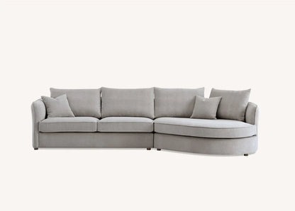 Shop the Aluxo Rubin Corner Chaise in Pebble Boucle, the epitome of luxury and comfort. It's organic curves and contemporary boucle fabric, in a range of neutral tones, make it a statement piece in any home. Shop online today at www.nobleandnook.co.uk