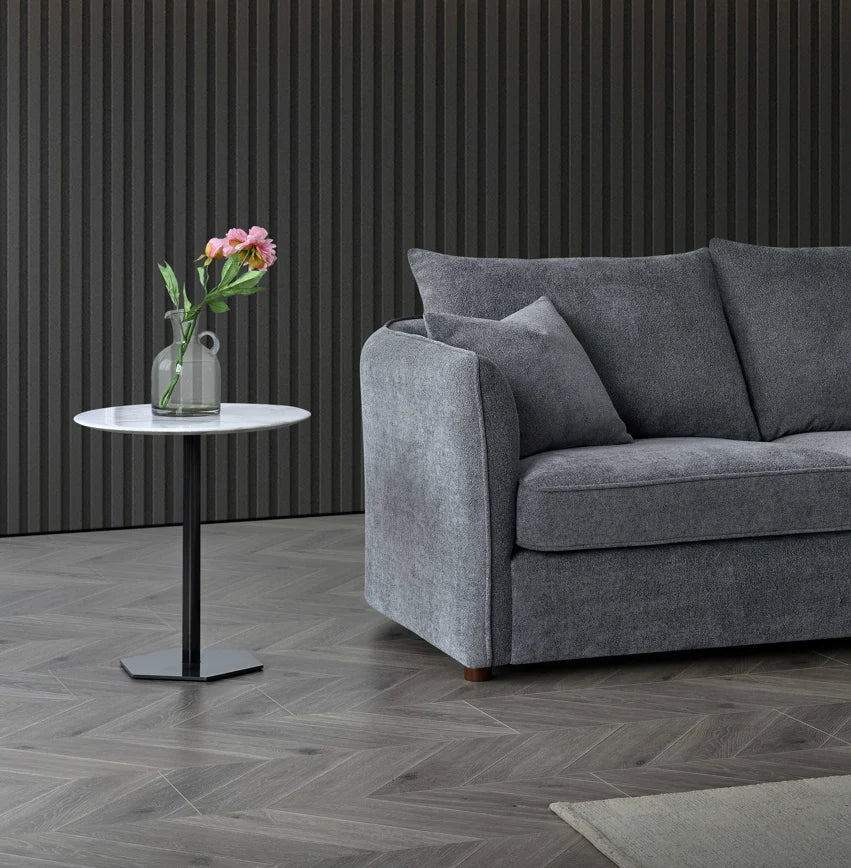 Shop the Aluxo Rubin Corner Chaise in Charcoal Bouclé, the epitome of luxury and comfort. It's organic curves and contemporary bouclé fabric make it a statement piece in any home. Shop online today at www.nobleandnook.co.uk