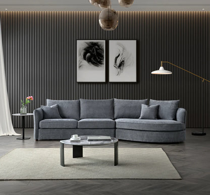 Shop the Aluxo Rubin Corner Chaise in Charcoal Bouclé, the epitome of luxury and comfort. It's organic curves and contemporary bouclé fabric make it a statement piece in any home. Shop online today at www.nobleandnook.co.uk