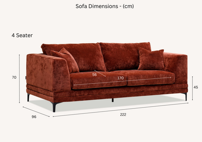 Shop the Aluxo Lenox 3 Seater Sofa in Rust Velvet, a timeless mid-century modern sofa that combines sleek lines and minimalist design with deep, sumptuous cushions for the utmost comfort. Crafted with a solid wooden frame and high-density foam padding. Shop online today at www.nobleandnook.co.uk
