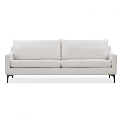 Shop the luxury Himbleton Sofa, crafted in a neutral textured fabric with powder coated steel legs. Shop online now at www.nobleandnook.co.uk