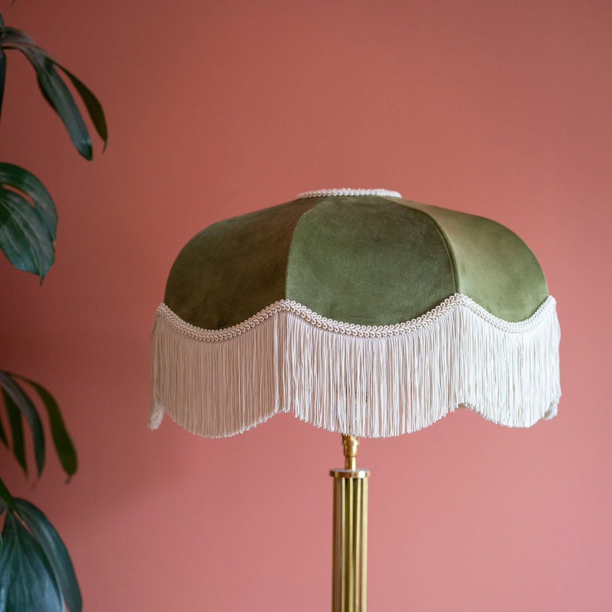 The Pistachio Velvet Fringed Lampshade