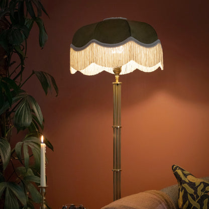 The Pistachio Velvet Fringed Lampshade