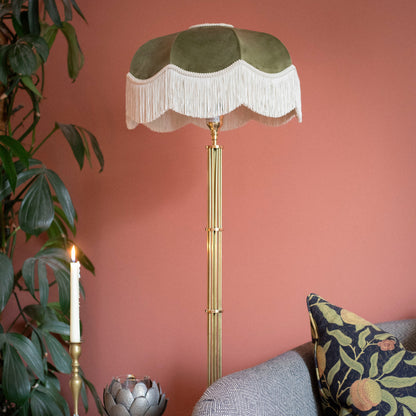 The Pistachio Velvet Fringed Lampshade