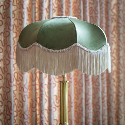The Pistachio Velvet Fringed Lampshade