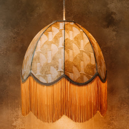 The Brigitte Fringed Lampshade | Gold Geometric