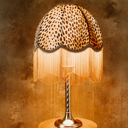 The Barbara Fringed Lampshade | Golden Animal Print Velvet