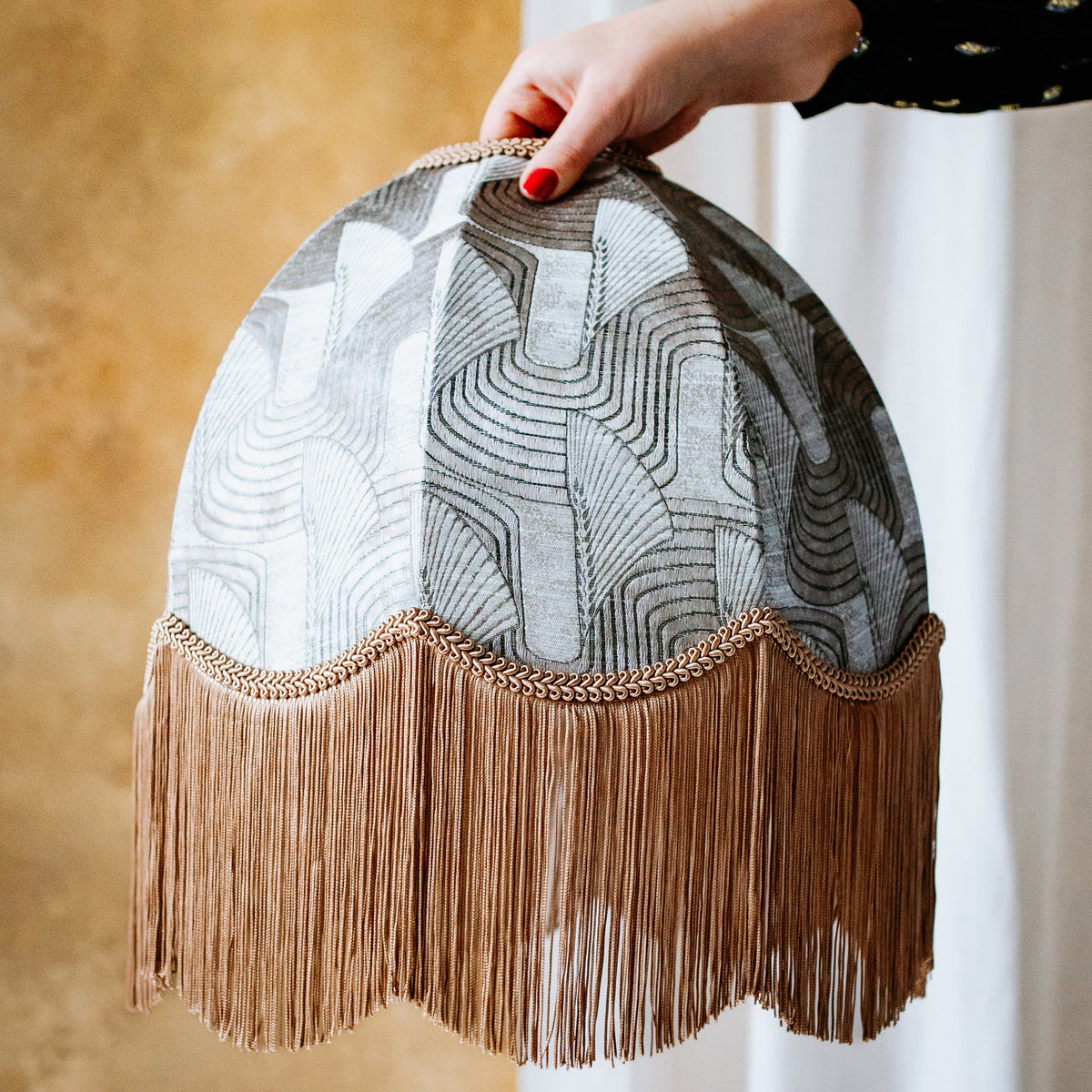The Marianne Fringed Lampshade | Bronze Geometric