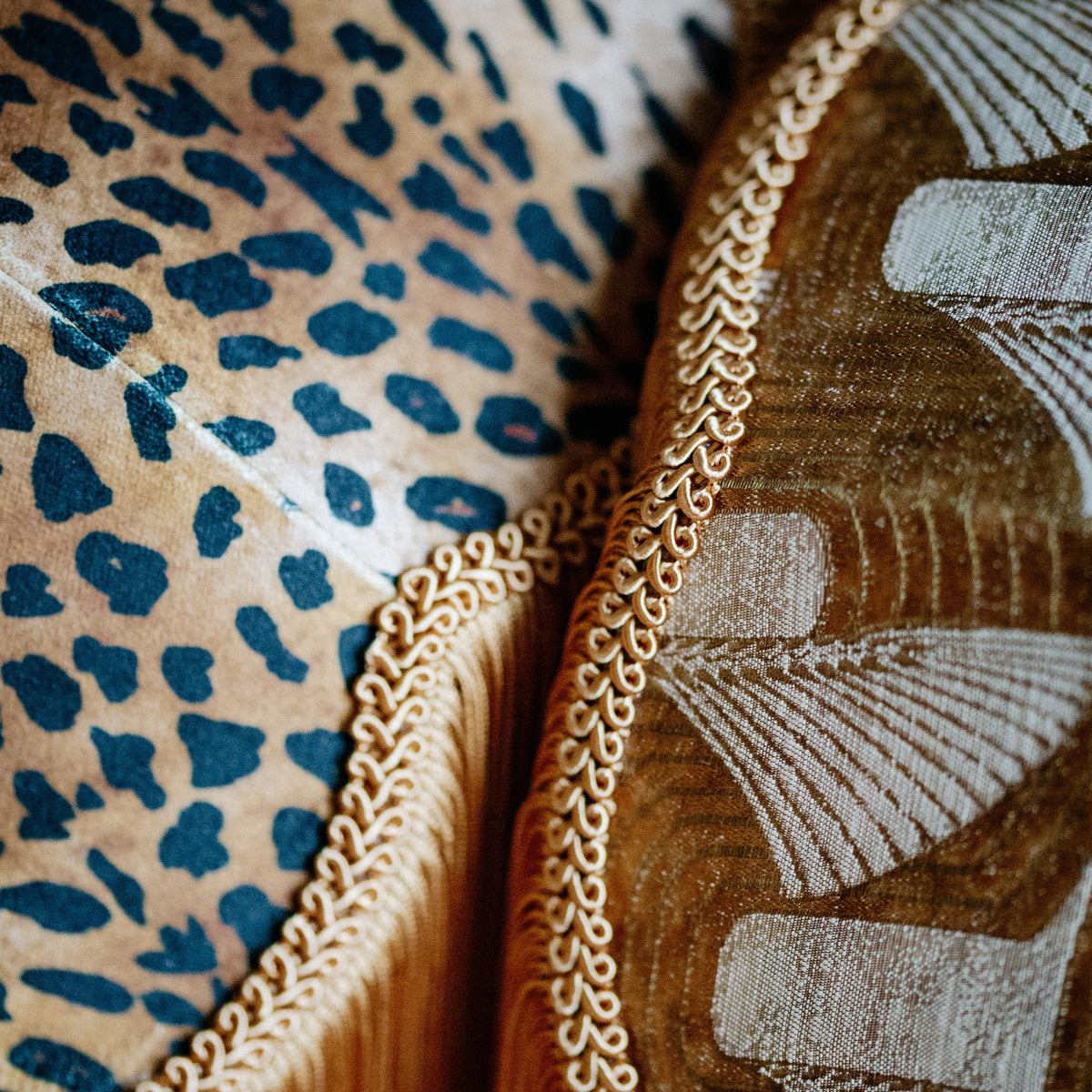 The Brigitte Fringed Lampshade | Gold Geometric