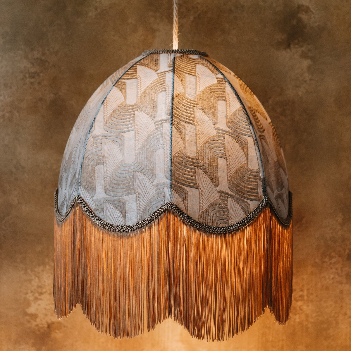 The Marianne Fringed Lampshade | Bronze Geometric