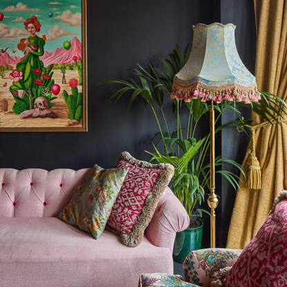 The Topaz Damask Lampshade | Teal & Cream