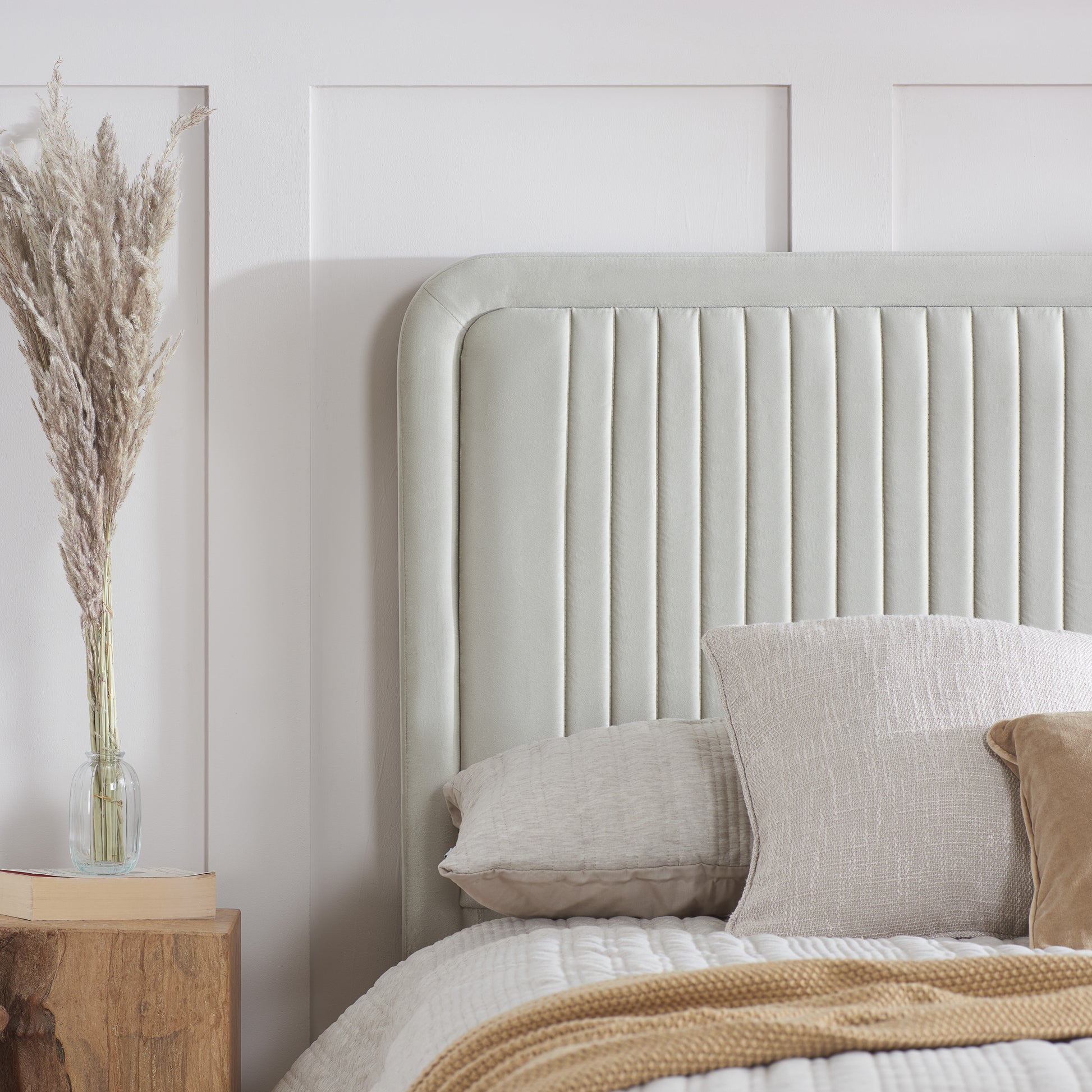 Experience luxury and comfort with this beautifully crafted king size bed frame, upholstered in warm stone grey fabric. Designed to blend timeless elegance. Shop online today at www.nobleandnook.co.uk