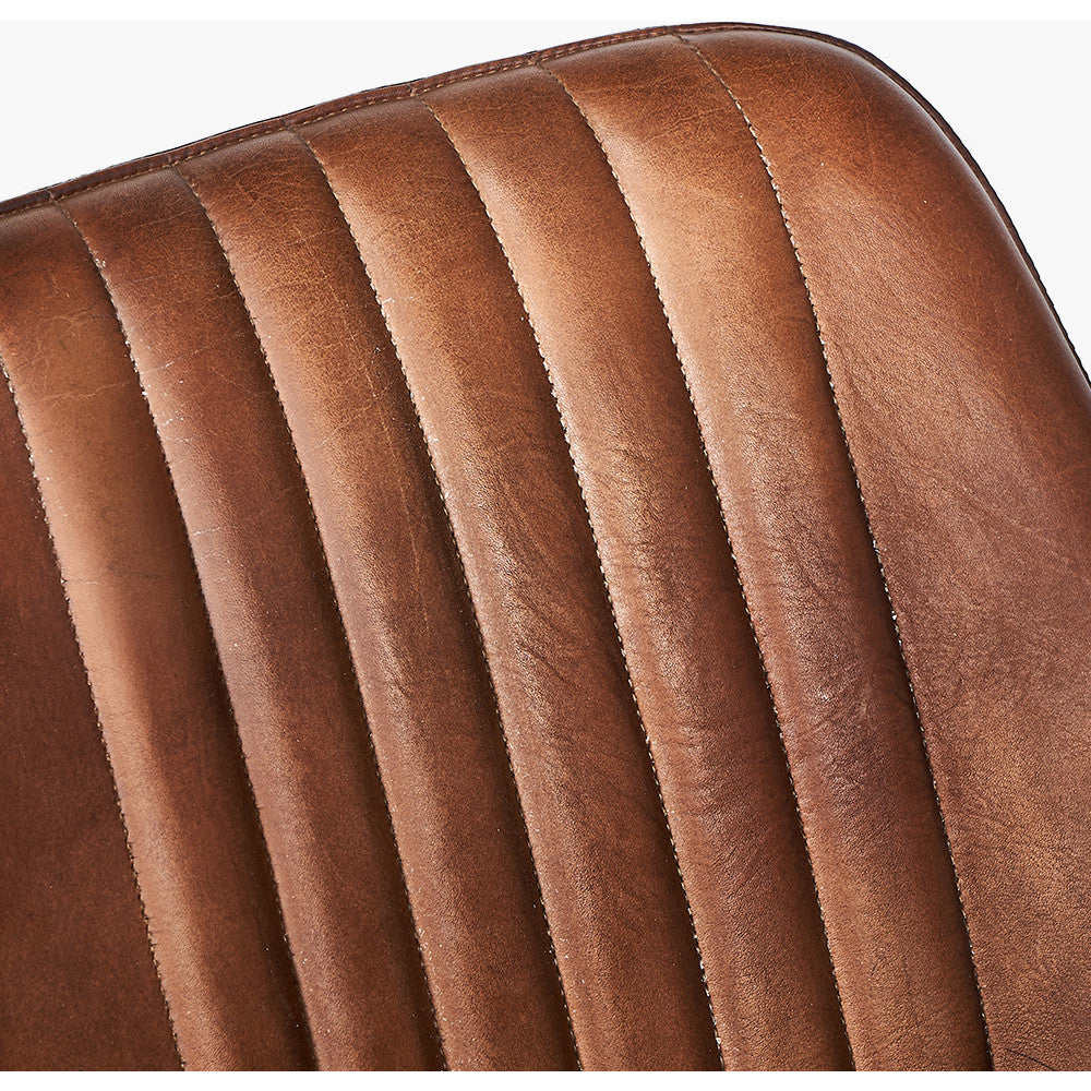 Shop our Vintage Brown Leather and Black Metal Retro Bar Stool, a perfect addition to any kitchen island or breakfast bar. FREE UK MAINLAND DELIVERY. Shop online now at www.nobleandnook.co.uk