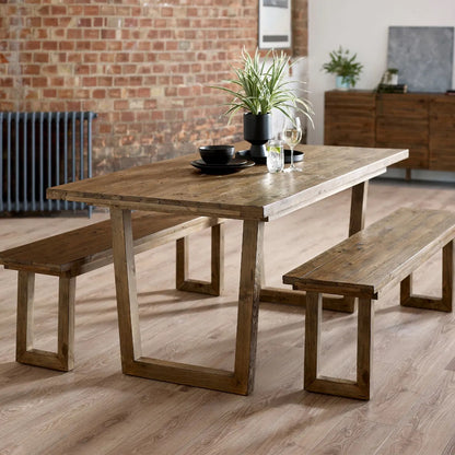 Shop the Woburn Rectangular 6 Seater Dining Table, crafted from reclaimed wood – Each piece is unique, with natural variations in tone and texture. Ideal for family dinners. Shop online today at www.nobleandnook.co.uk