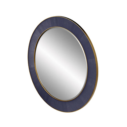 The Willersley Blue Round Mirror features a faux shagreen navy finish and a brass style surround, creating a luxurious and timeless addition to any space. FREE UK MAINLAND DELIVERY. Shop online now at www.nobleandnook.co.uk